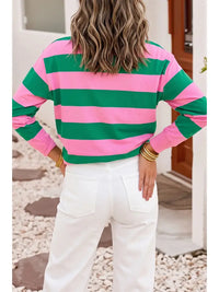 Holly Jolly Embroidered Stripe Pullover Sweatshirt