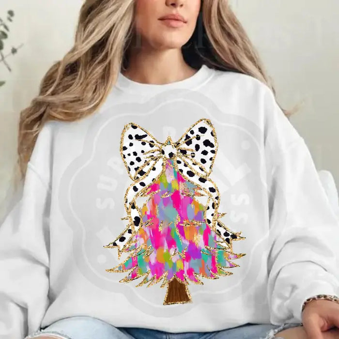 Christmas Tree Pastel Water Color Coquette Sweatshirt