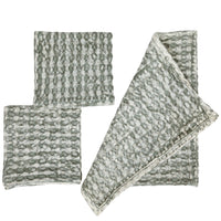 Stonewashed Cotton Waffle Weave Dish Cloths, Blue, Set of 3