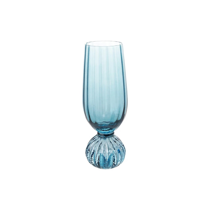 8 oz. Pleated Footed Champagne Glass, Blue