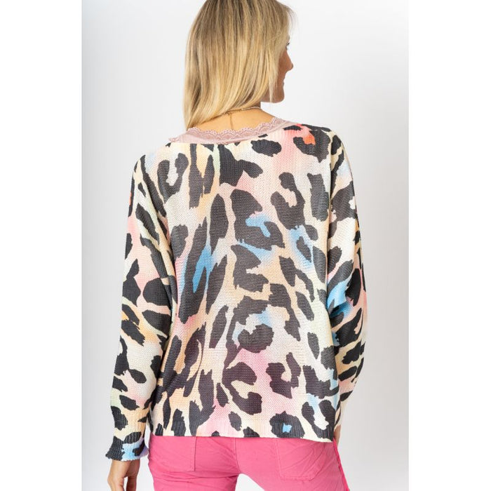 ANIMAL PRINT BATWING SWEATER