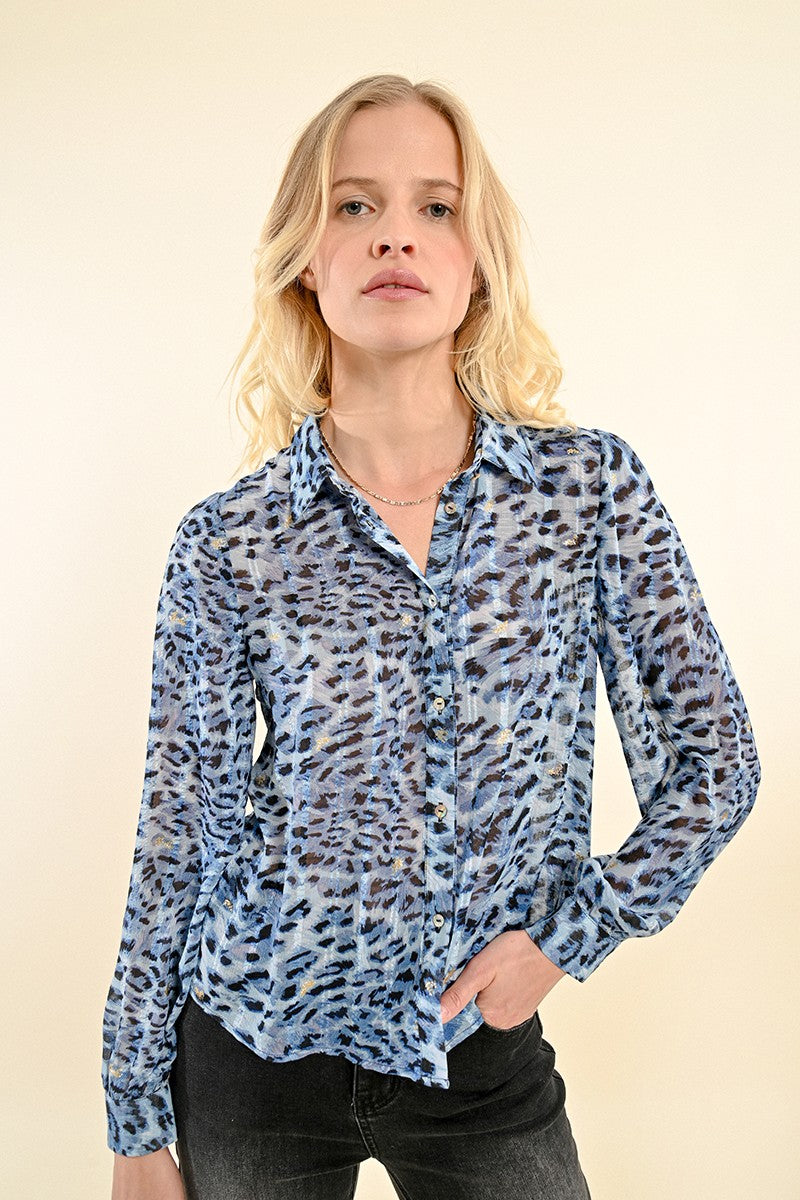 Animal print voile shirt