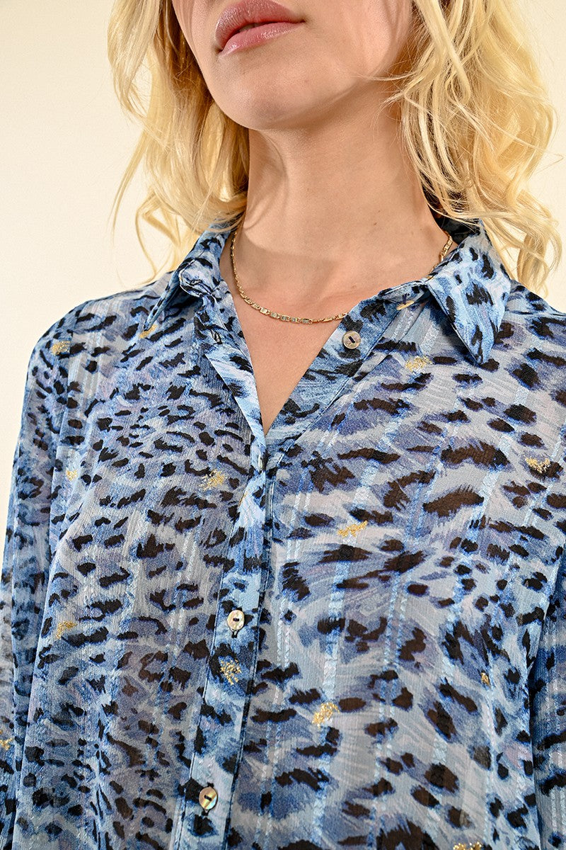 Animal print voile shirt