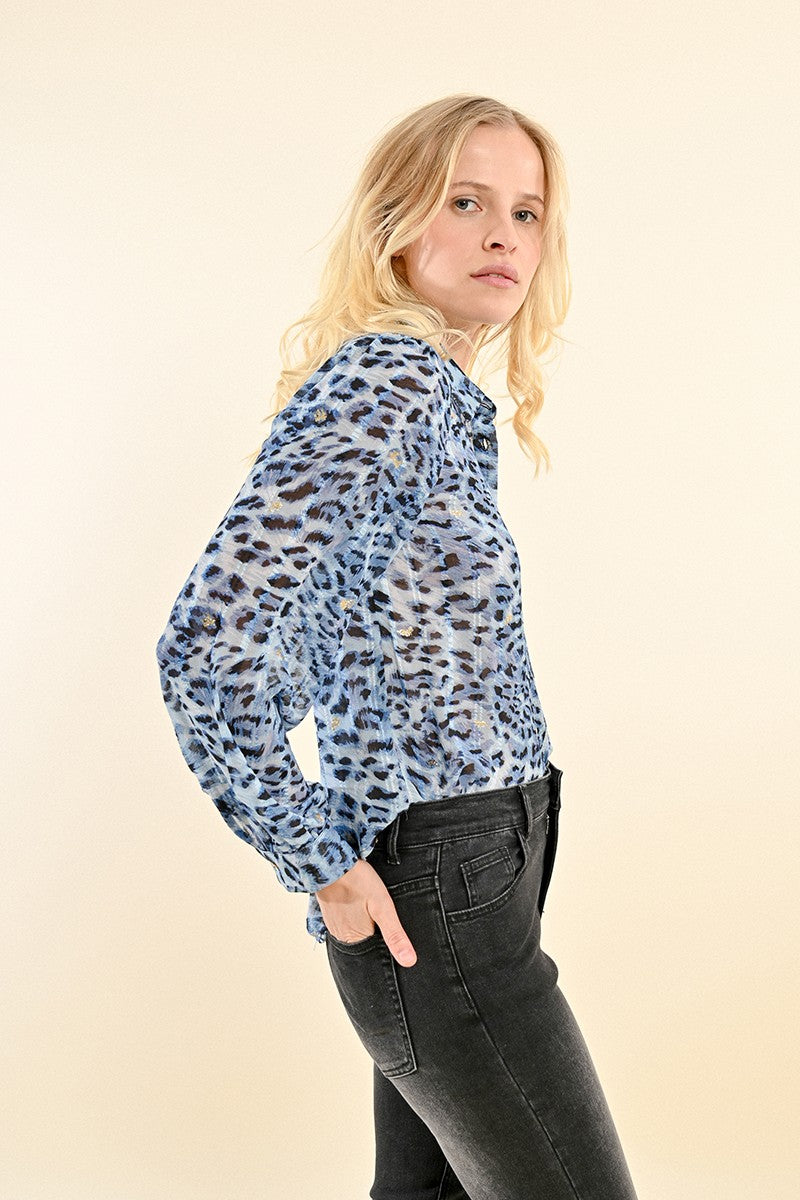 Animal print voile shirt