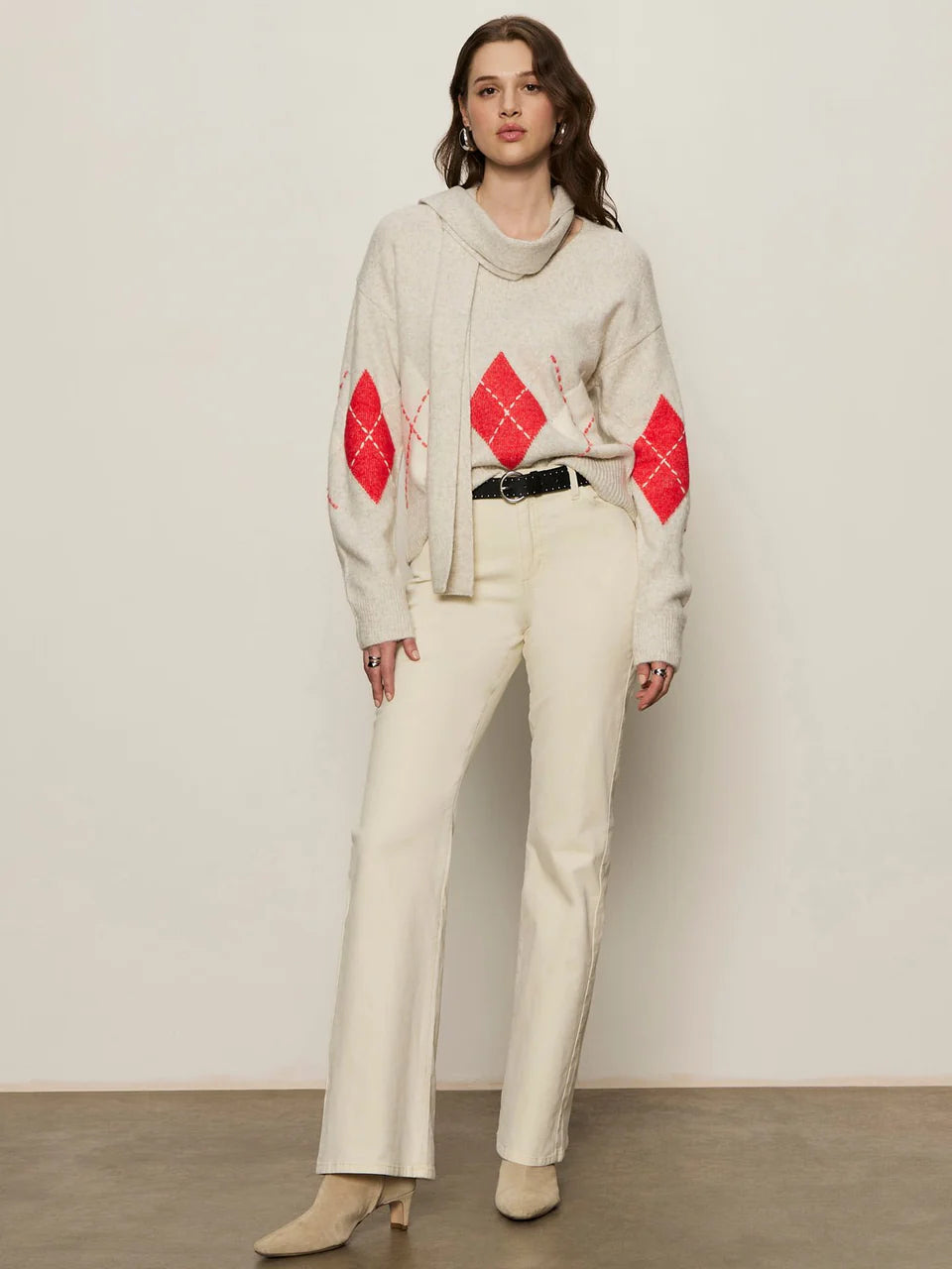 Argyle Scarf Sweater Tulip Multi Argyle