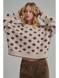 Loose Fit Polka Dot Fall Sweater Top