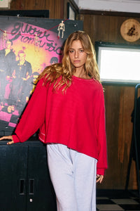 Overlap Open Back Oversize Fit Reverse Stitched Top