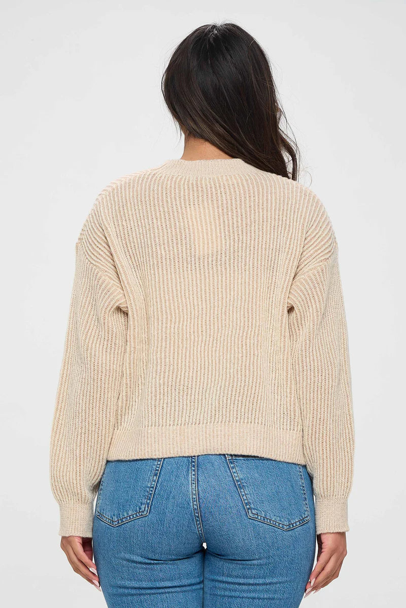 Beige Round Neck Pullover – Cozy Minimalist Sweater