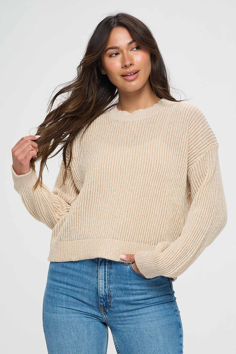 Beige Round Neck Pullover – Cozy Minimalist Sweater