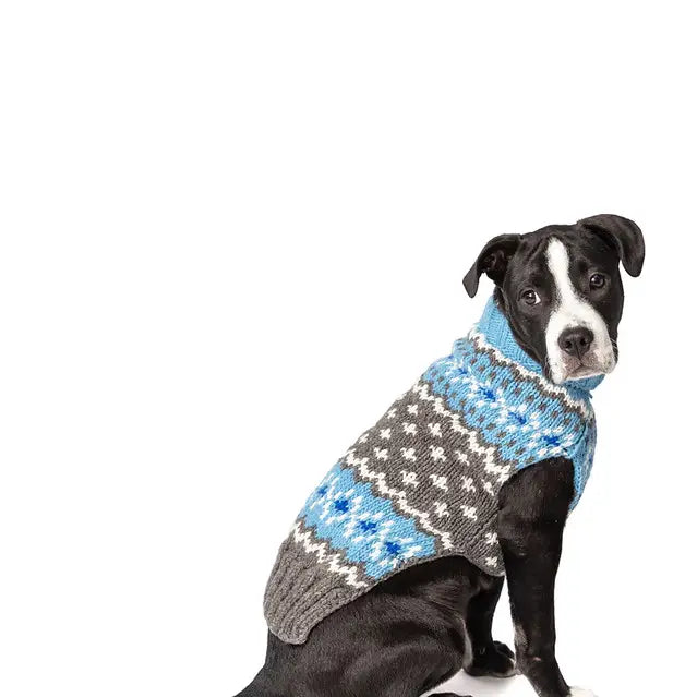 Light Blue Fairisle Dog Sweater