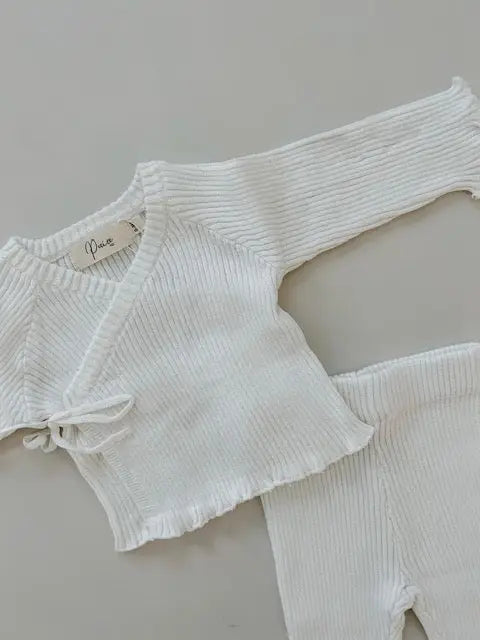 Ribbed Kimono Set | Milk   0-3 Mos.