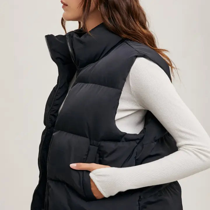 Zipper Front Puffer Vest