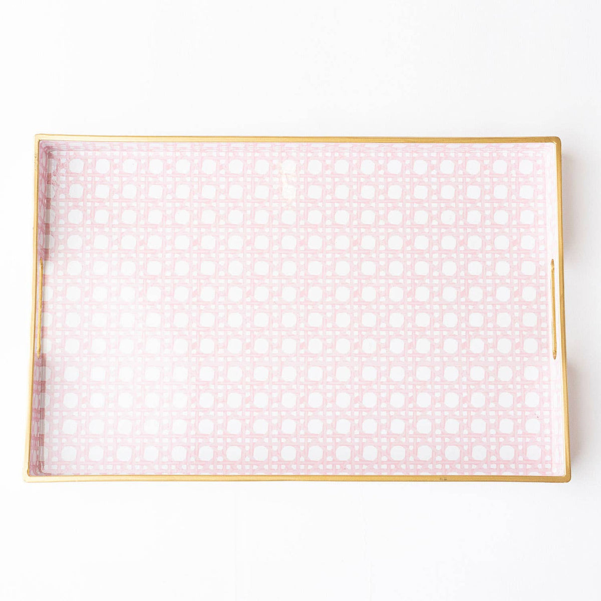 Pink Cane Rectangular Tray