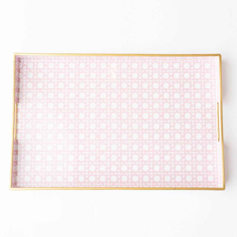 Pink Cane Rectangular Tray