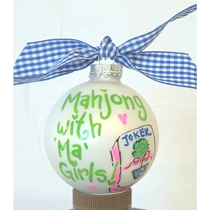 Ma Girls Hand Painted Glass Ornament