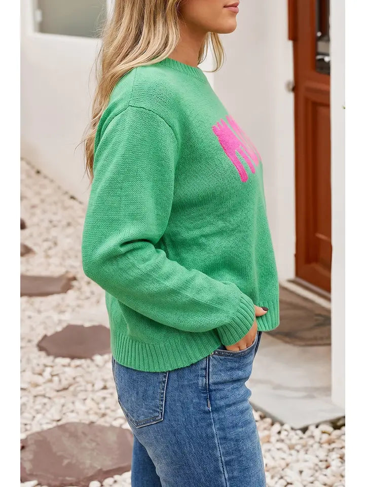 Merry Long Sleeve Christmas Loose Fit Sweater