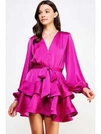 Tiered Satin Mini Dress