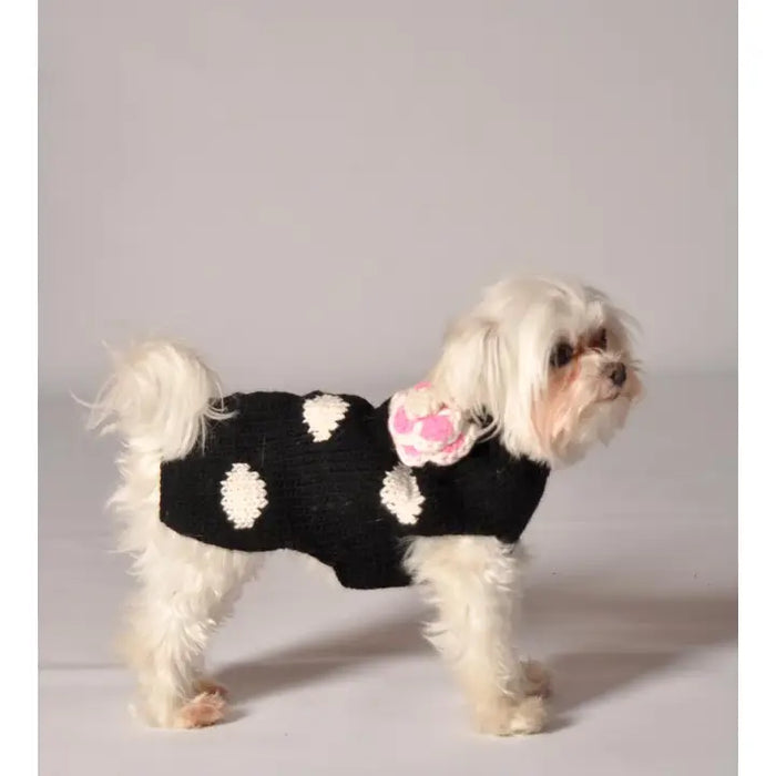 Black Polka Dot Flower Dog Sweater