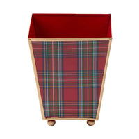 Tartan Plaid Enameled Square Cachepot Planter Large