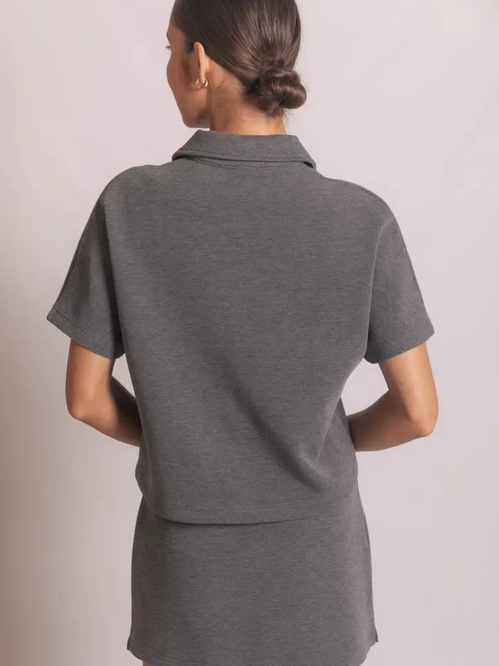 Butter Modal Short Sleeve Quarter Zip Top