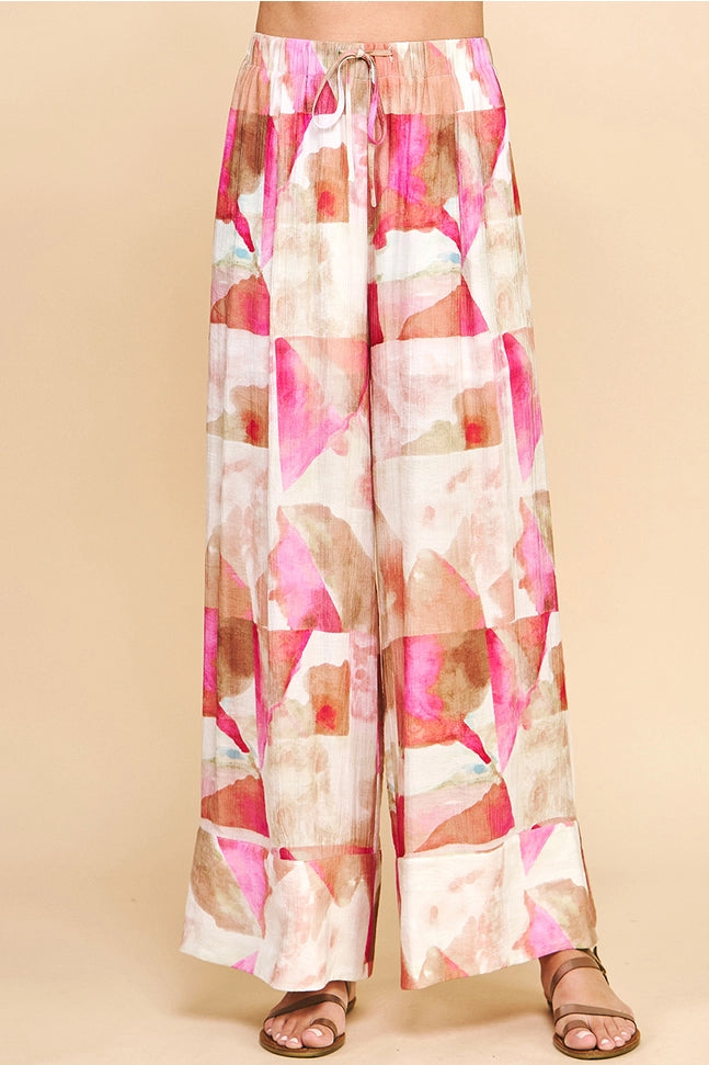 Print Woven Wide Leg Pants