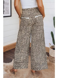 Animal Print Wide Leg Terry Knit Pants