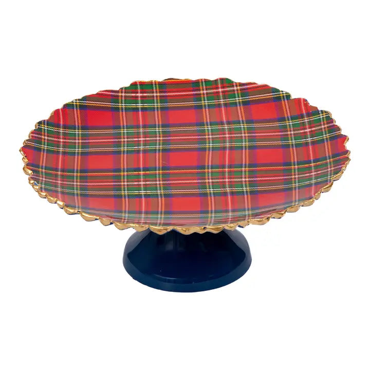 Royal Tartan Enameled Pedestal Stand Large