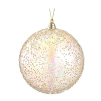 12" Beaded Plastic Ball Ornament Gold