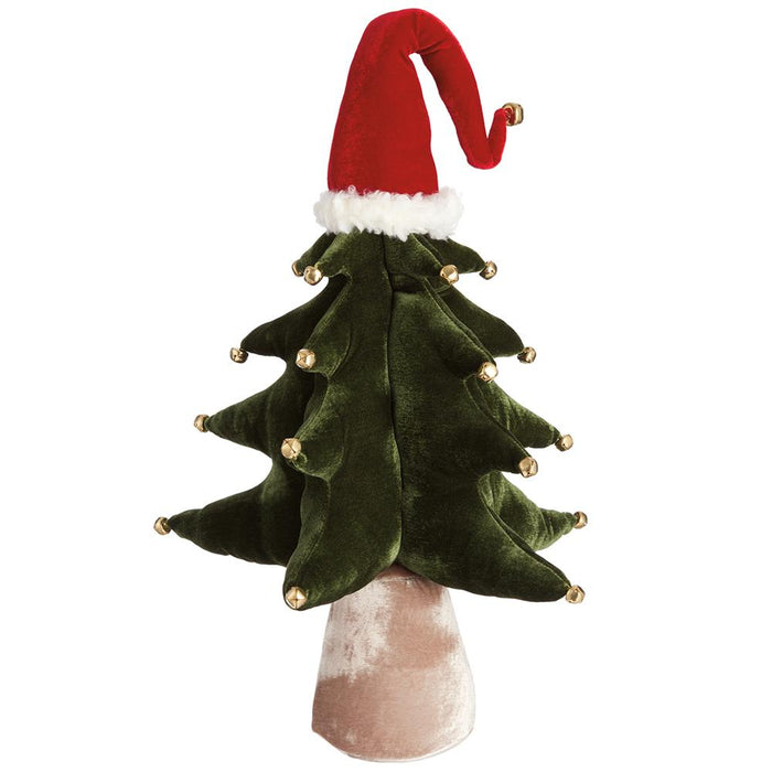 24" Velvet Jingle Bell Tree With Santa Hat