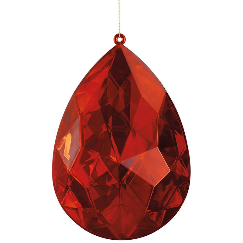 7.5" Plastic Teardrop Ornament Red
