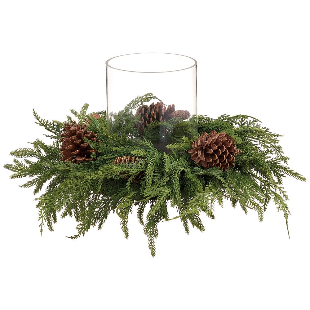 8"x12" Pine Cone/Mixed Pine Centerpiece With Glass