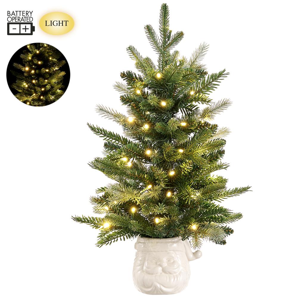 23" Battery Operated Mixed Pine Tree in Santa Container