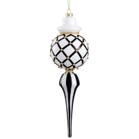 Beaded Glass Finial Ornament Black White