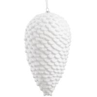 Snowed Pine Cone Ornament  White