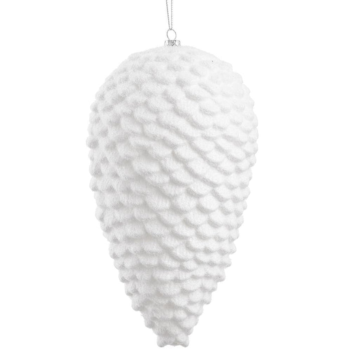 Snowed Pine Cone Ornament  White