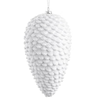 Snowed Pine Cone Ornament  White