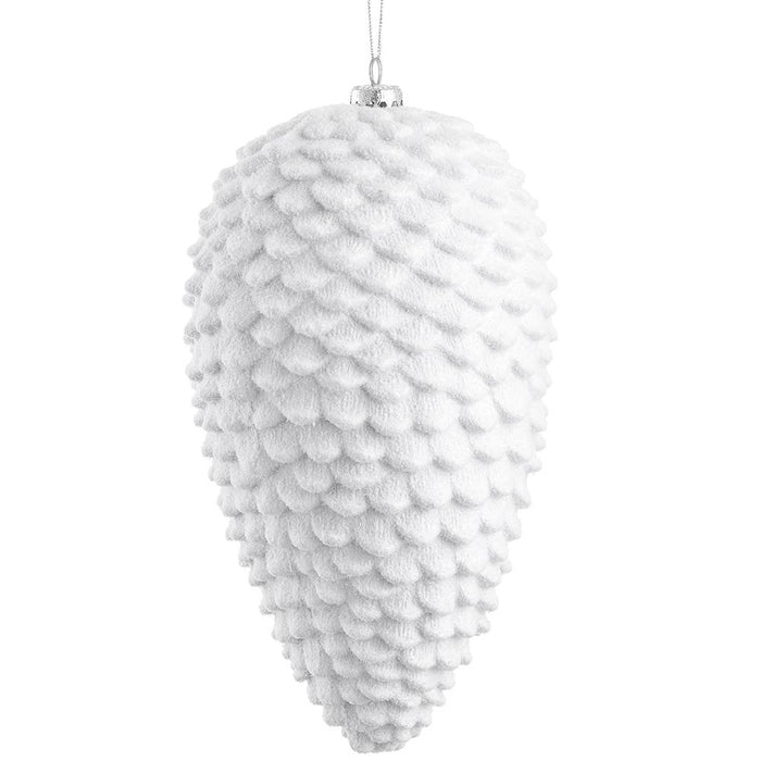 Snowed Pine Cone Ornament  White