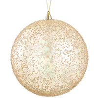 12" Beaded Plastic Ball Ornament Gold