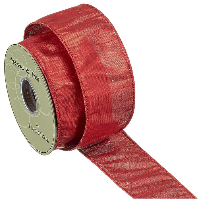 2.5"Wx10yd Metallic Dupion Ribbon Red