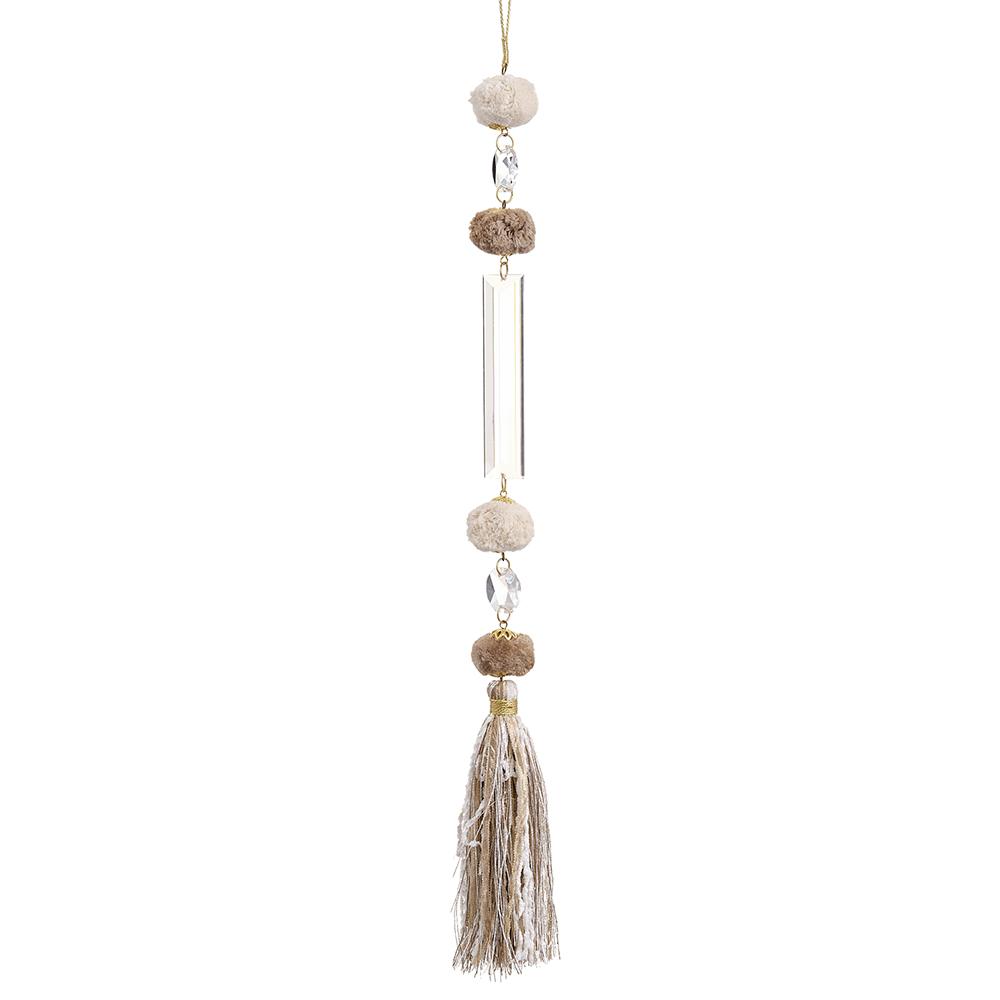 16.5" Pompom/Glass Bead Ornament With Tassel