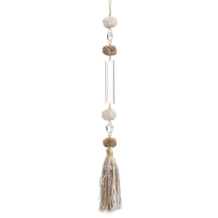 16.5" Pompom/Glass Bead Ornament With Tassel