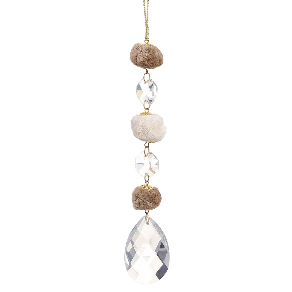 8" Pompom/Glass Bead Drop Ornament