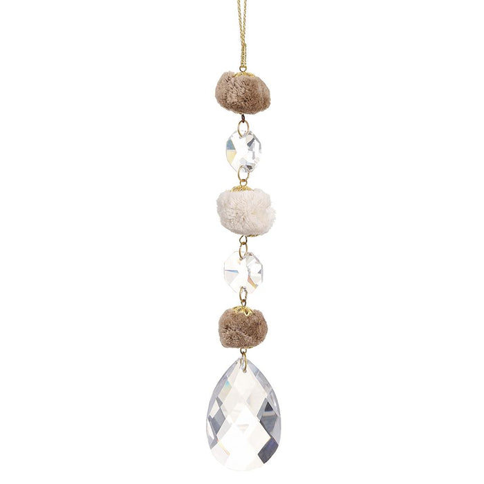 8" Pompom/Glass Bead Drop Ornament