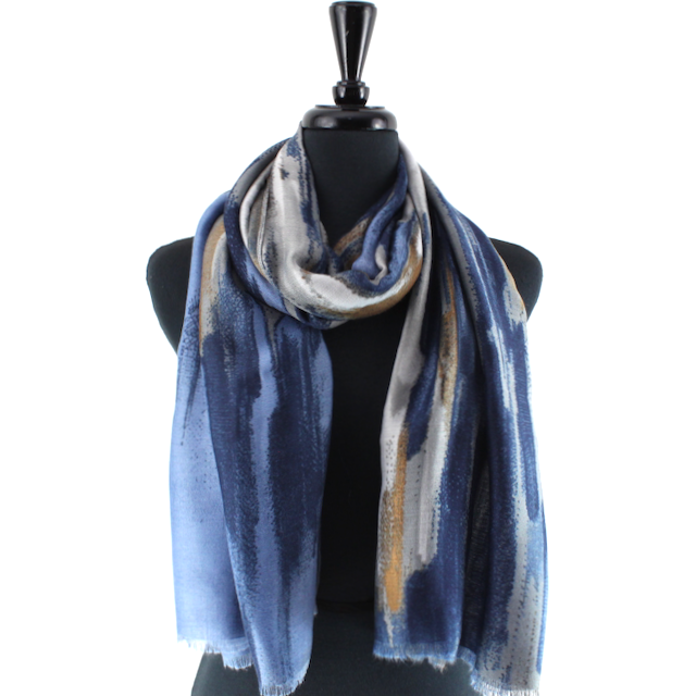 Blue, Gold & Grey Shimmering Scarf