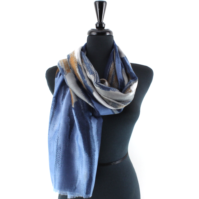Blue, Gold & Grey Shimmering Scarf