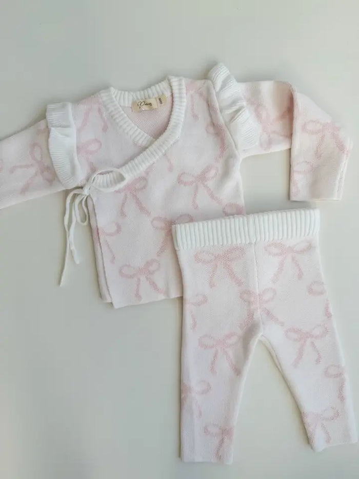 Bow Ruffle Kimono Set | Baby Pink  3-6 Mos.