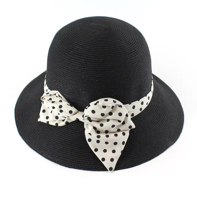 Sweet Sky Straw Hat W/Bowtie