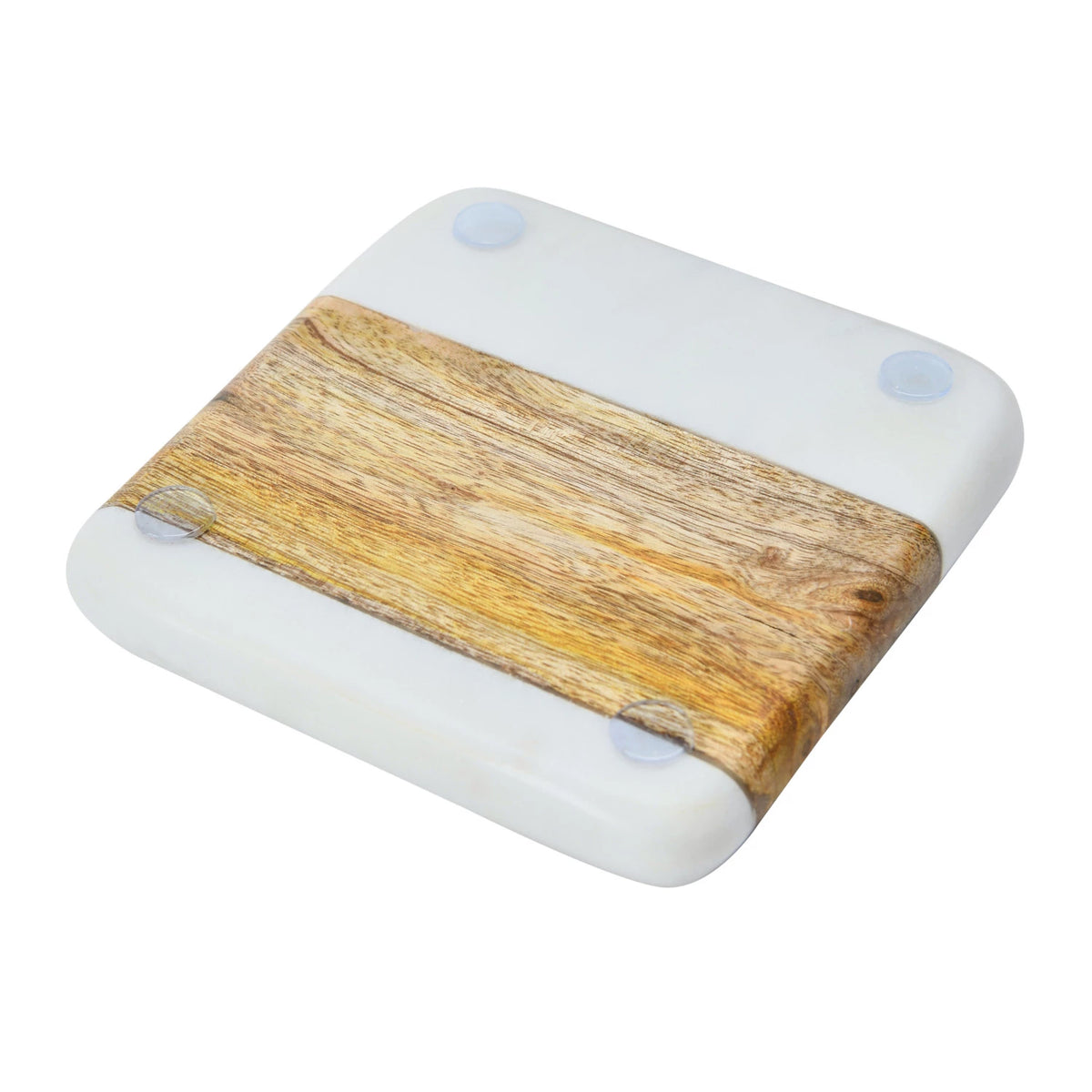 Marble and Acacia Wood Coasters, Set of 4