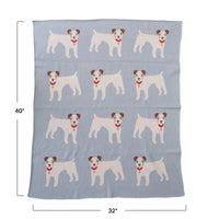 Cotton Knit Baby Blanket w/ Dogs