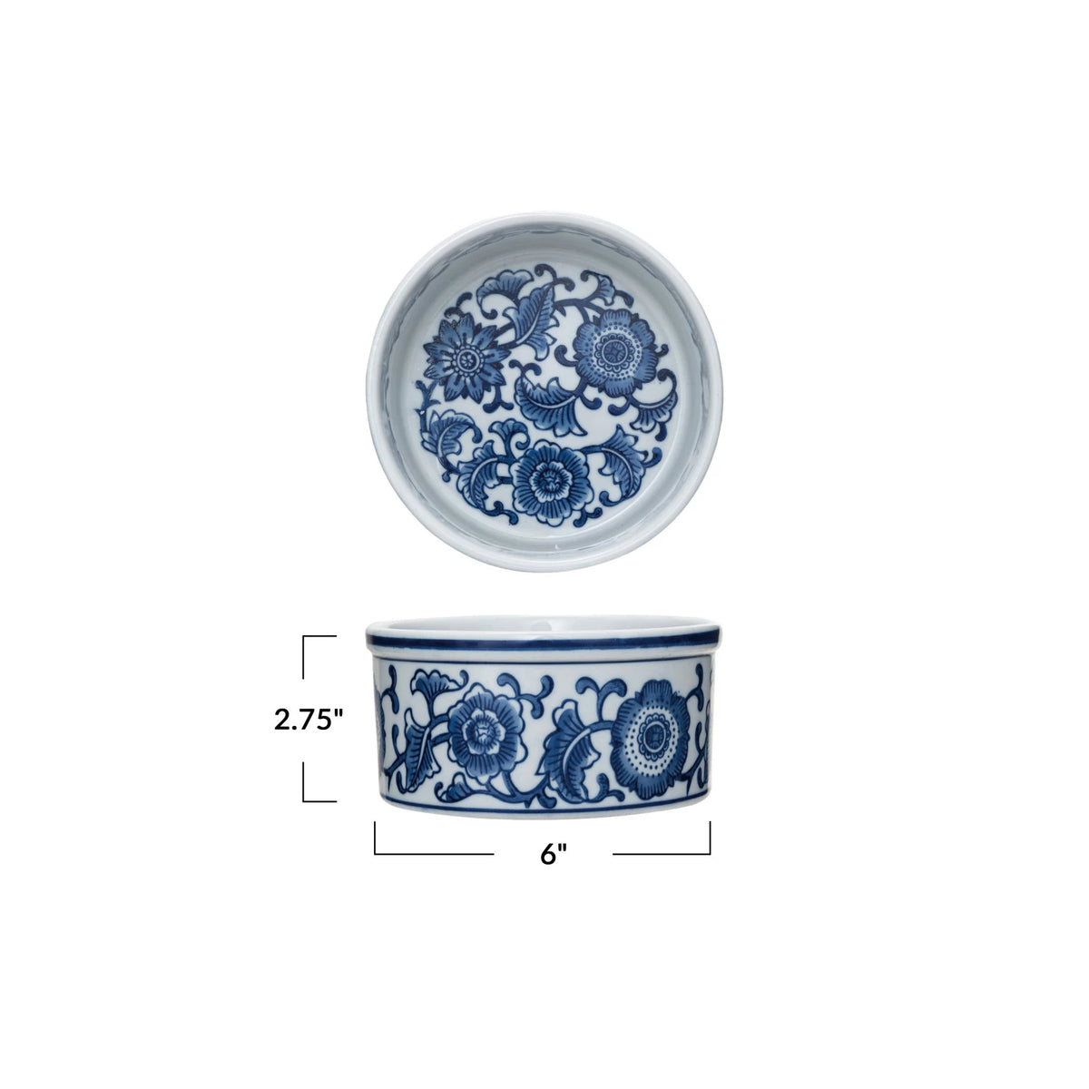 30 oz./3-3/4 Cup Stoneware Pet Bowl w/ Floral Design